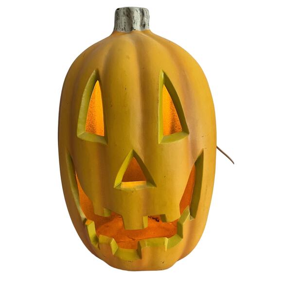2008 Working Foam Plastic Blow Mold Pumpkin Light Up Halloween Jack o Lantern - Picture 1 of 7